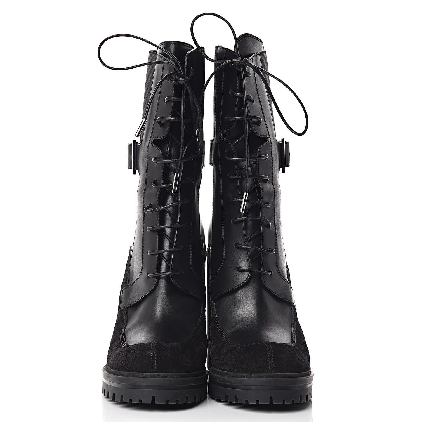 Calfskin Suede Aviator Ankle Boots 41 Black