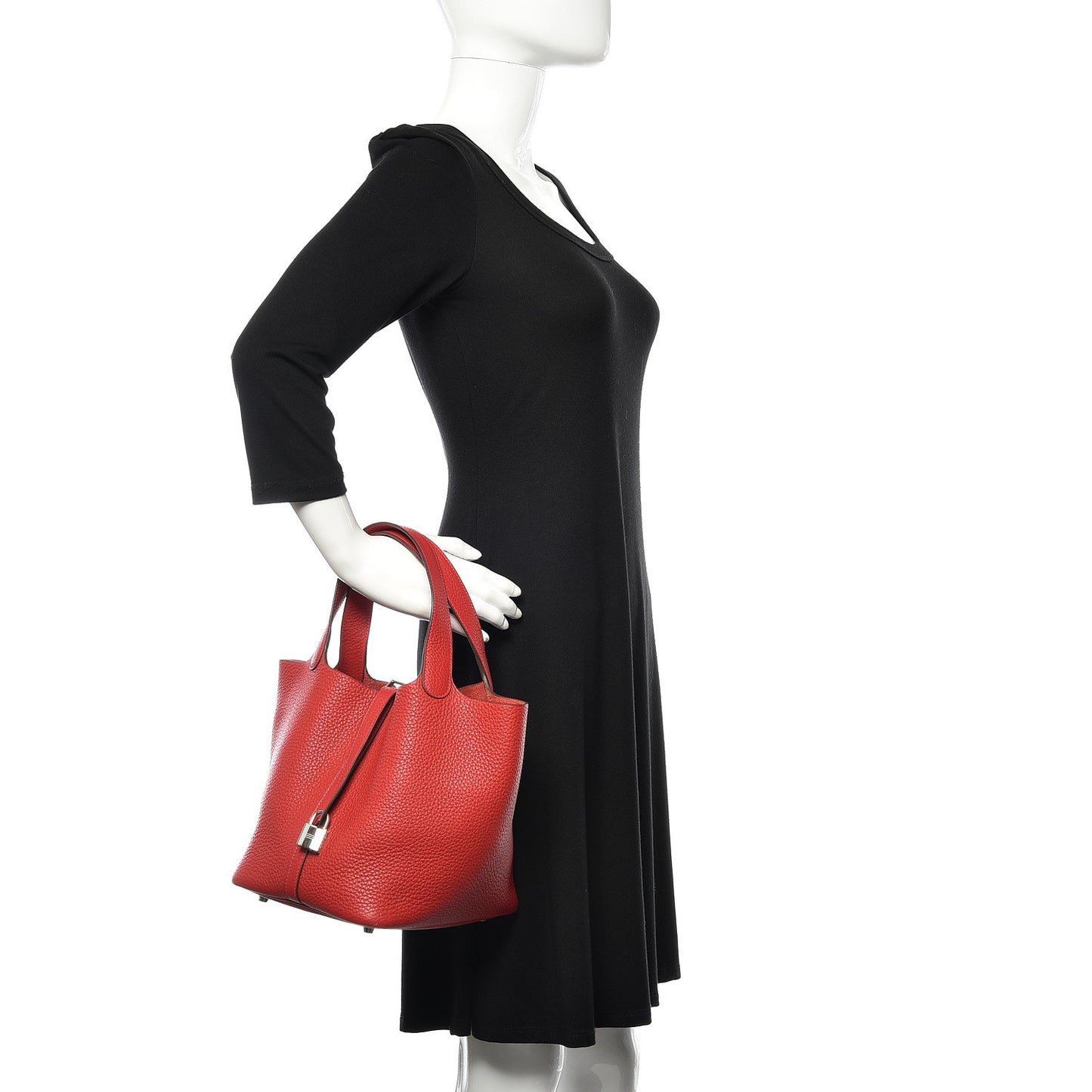 Taurillon Clemence Picotin Lock 22 MM Rouge Casaque