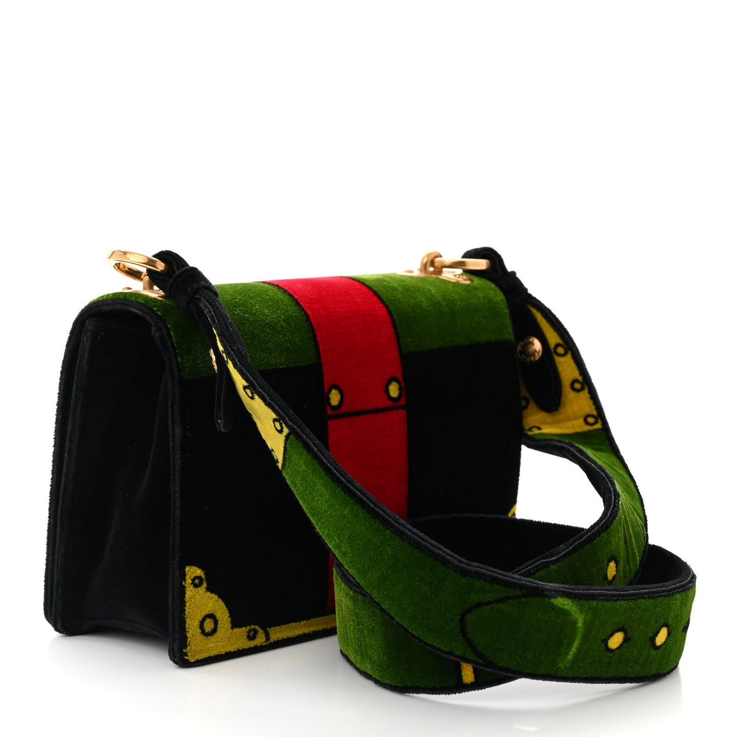 Velluto Ricamo Cahier Shoulder Bag Black