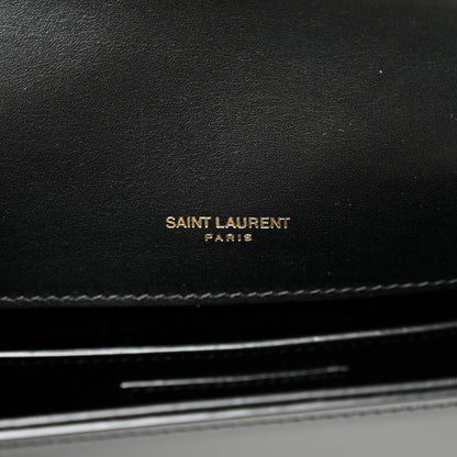 Saint Laurent Nappa Patent Calfskin Two-Toned Small Monogram Kate Satchel Alabastro Black 6 of 10