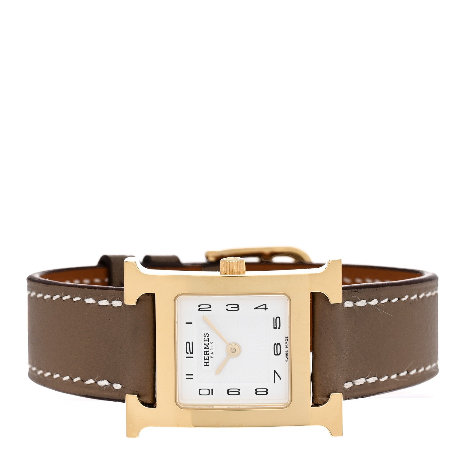 Hermes Stainless Steel Swift 21mm Heure H Hour Quartz Watch Etoupe 2 of 5