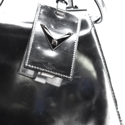 Valentino Garavani Metallic Patent Calfskin Medium My Rockstud Frame Bag Silver 12 of 13