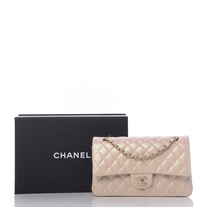 Chanel Iridescent Calfskin Quilted Medium Double Flap Beige 12 of 12