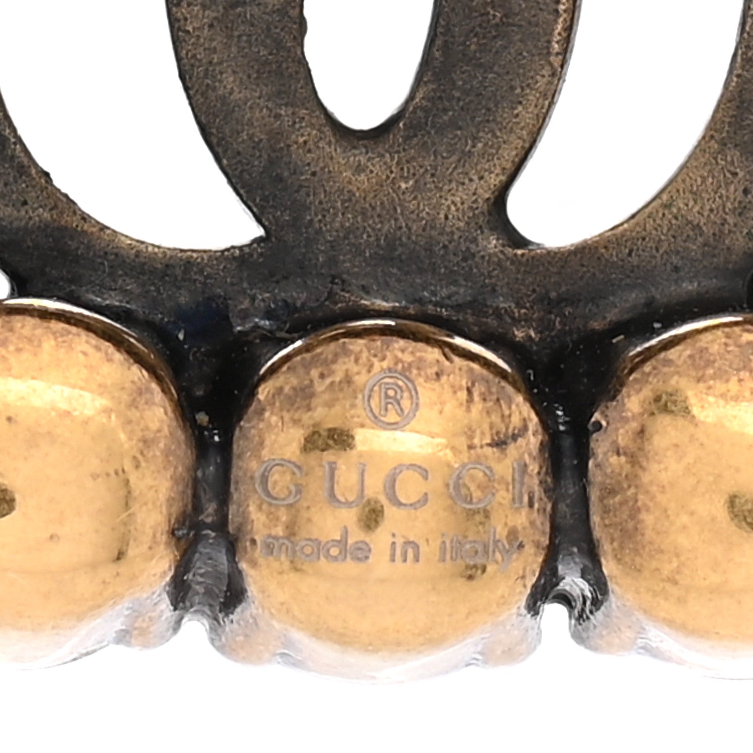 Gucci Crystal Embellished Double G Necklace Aged Gold 6 of 12