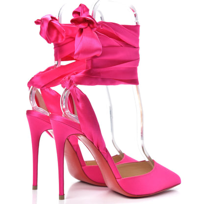 Christian Louboutin Satin Douce Du Desert 100 Heels 37.5 Ultra Rose 4 of 7