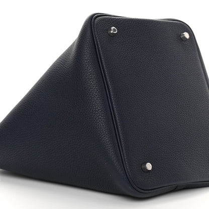 Hermes Taurillon Clemence Swift Eclat Picotin Lock 22 MM Bleu Nuit Bleu Electrique 9 of 12
