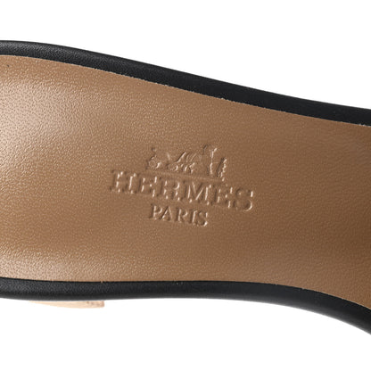 Hermes Calfskin Oasis Sandals 37 Black 6 of 8