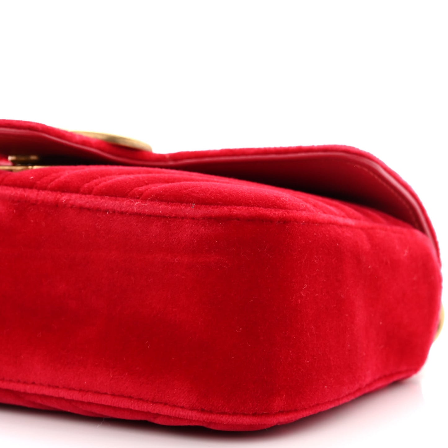 Velvet Matelasse Mini GG Marmont Shoulder Bag Hibiscus Red