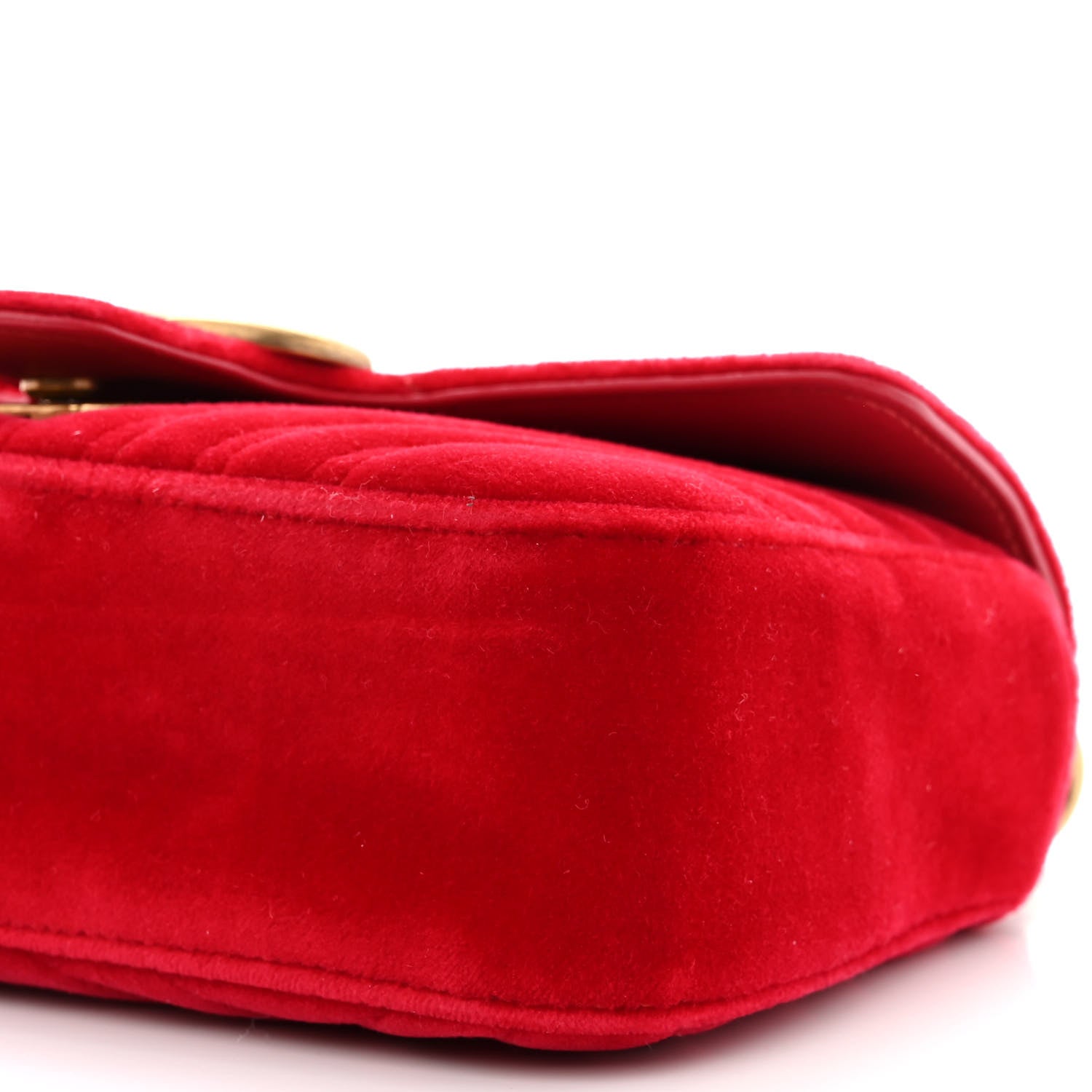 Gucci Velvet Matelasse Mini GG Marmont Shoulder Bag Hibiscus Red 10 of 10