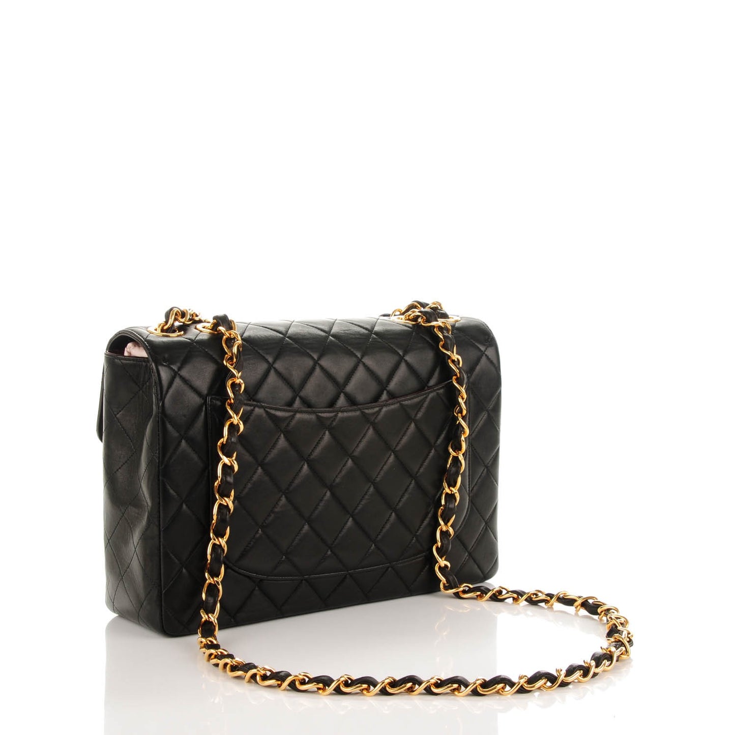 Lambskin Quilted Jumbo Flap Black
