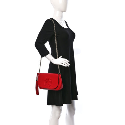 Gucci Pebbled Calfskin Medium Soho Flap Crossbody Tabasco Red 2 of 9