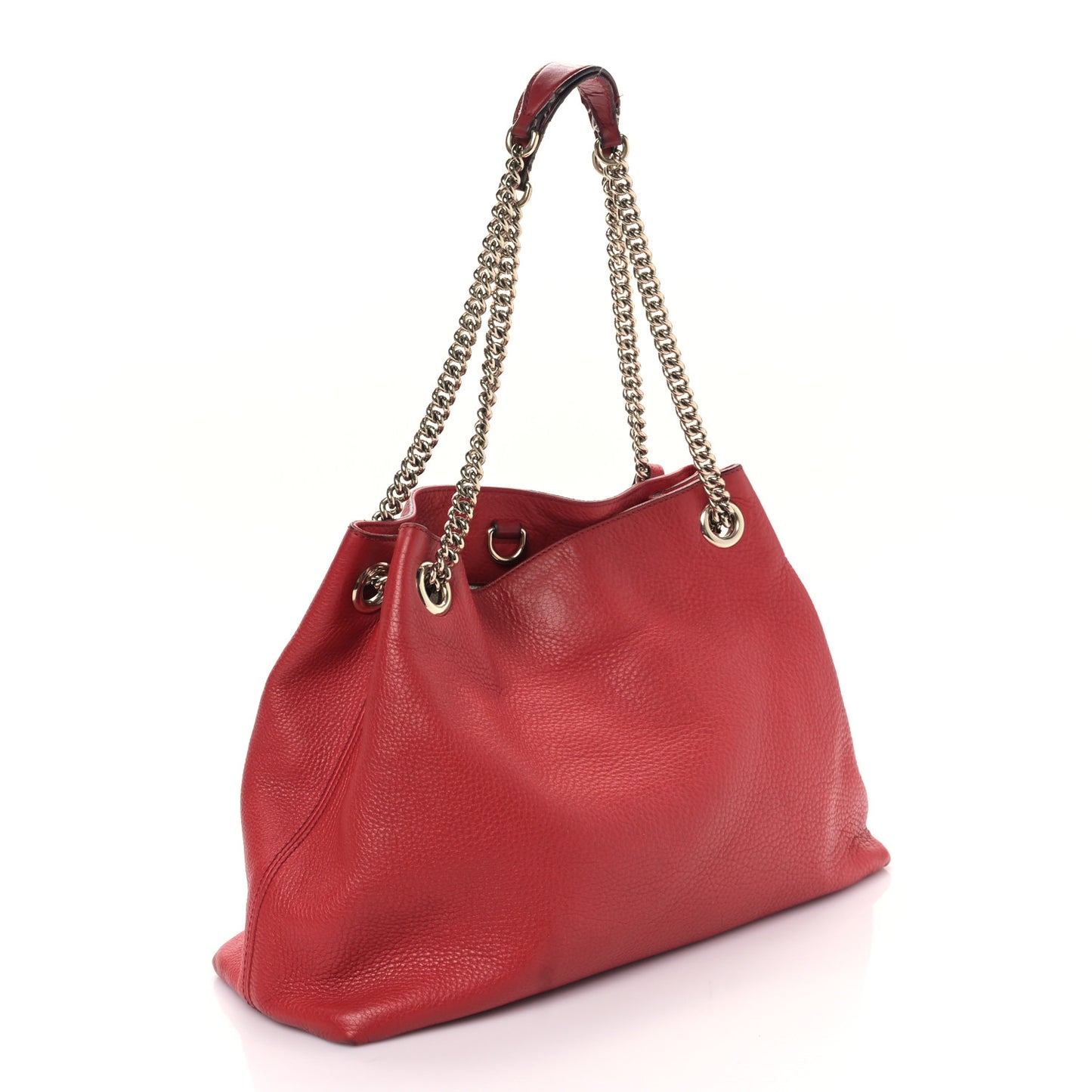 Pebbled Calfskin Medium Soho Chain Shoulder Bag Tabasco Red