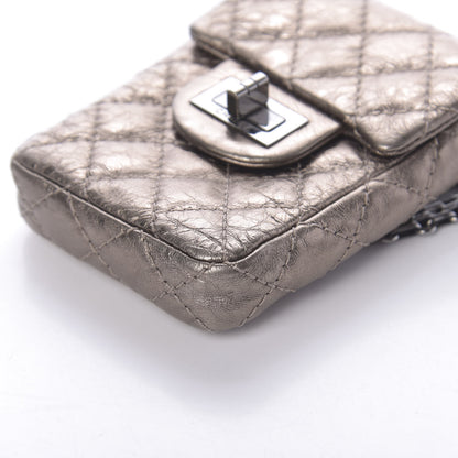 Chanel Metallic Aged Calfskin Quilted 2.55 Reissue Phone Case Dark Silver 9 of 9