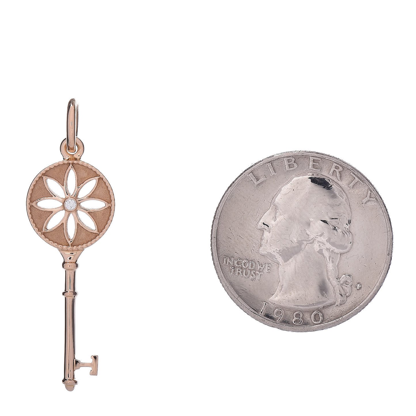 18K Yellow Gold Diamond Daisy Key Pendant