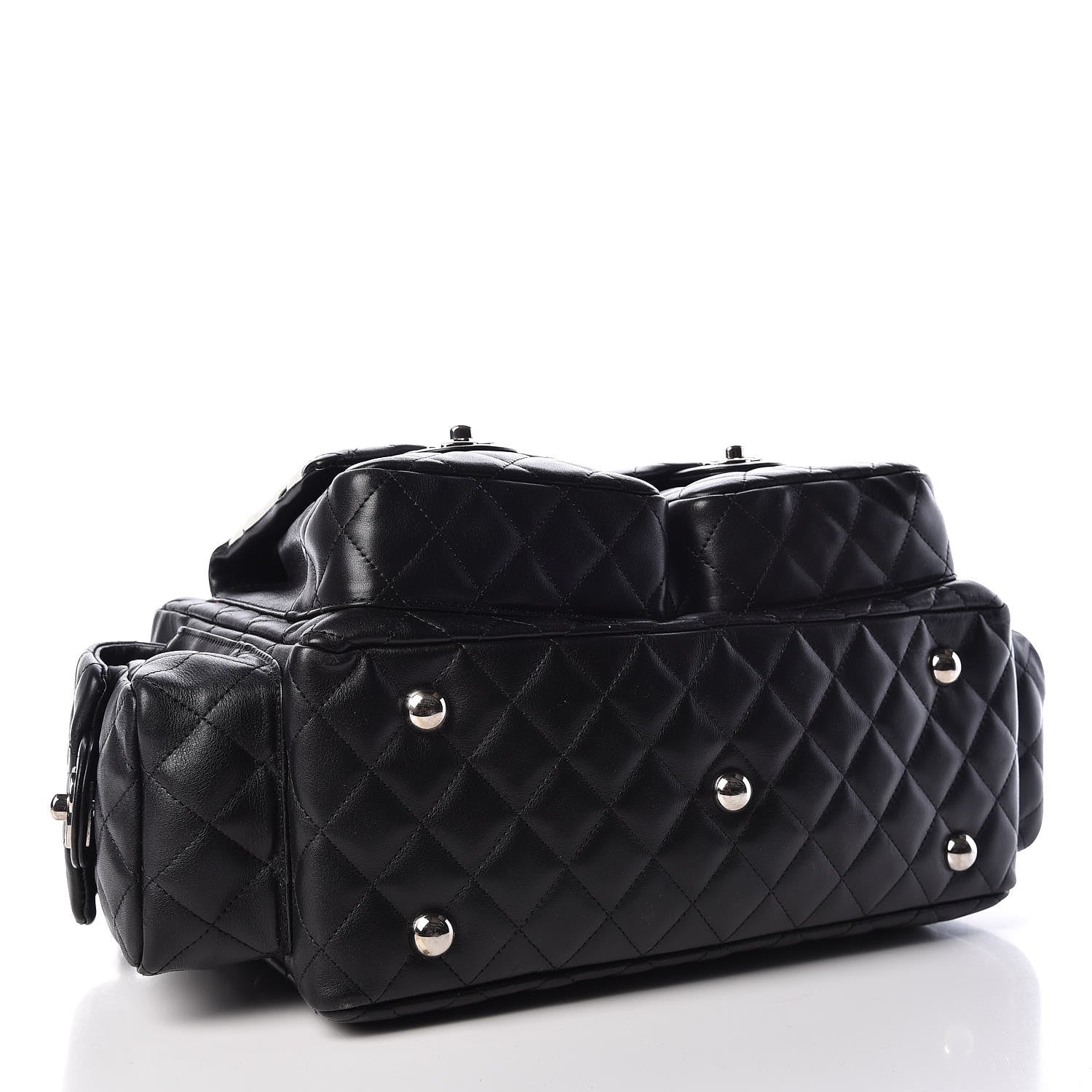 Chanel Calfskin Quilted Large Cambon Multipocket Reporter Black White 4 of 9