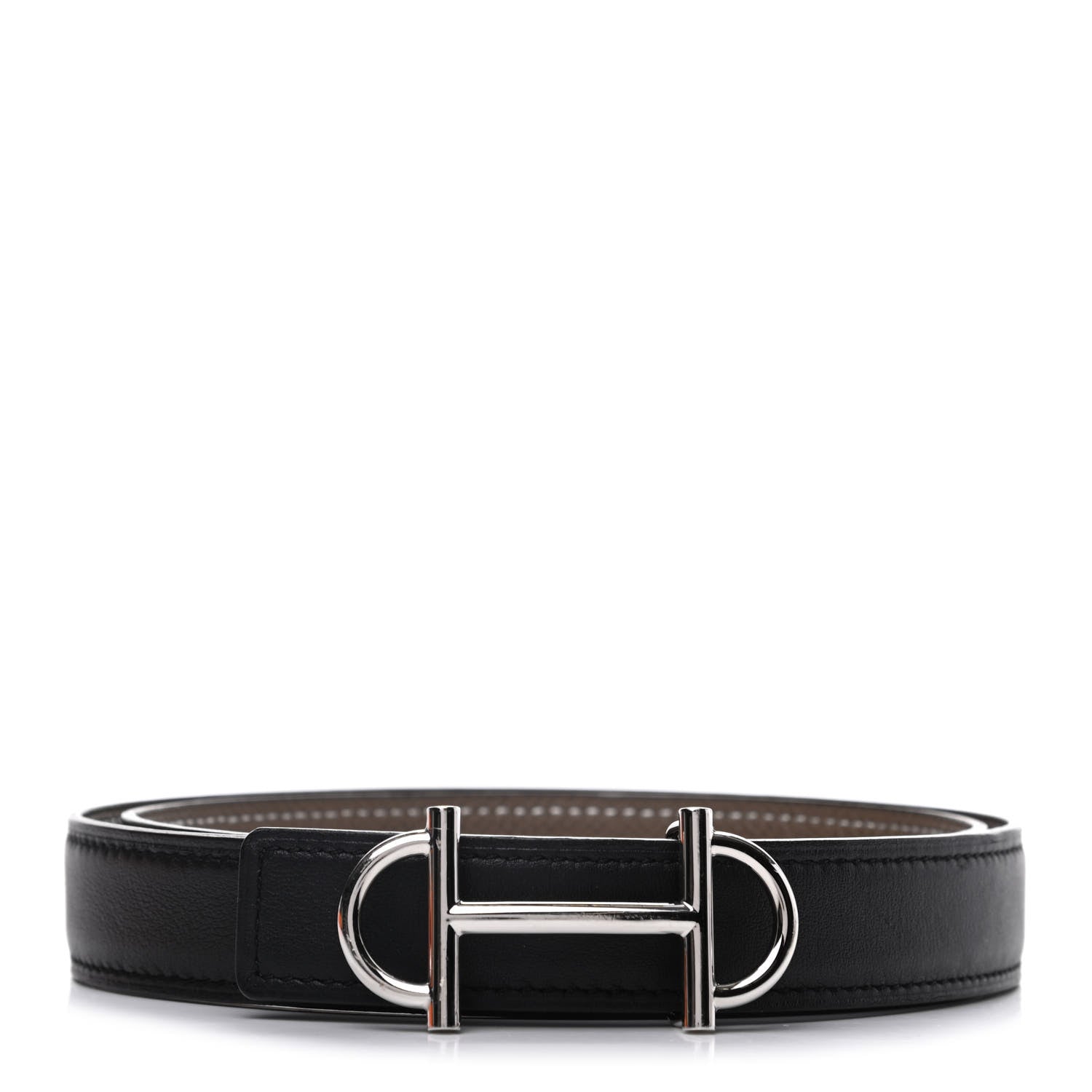 Hermes Swift Epsom 24mm Gamma Belt 80 Black Etoupe 1 of 6