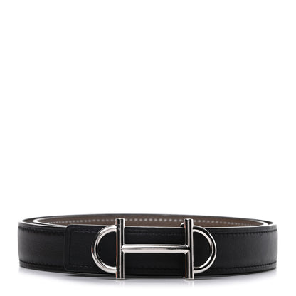 Hermes Swift Epsom 24mm Gamma Belt 80 Black Etoupe 1 of 6