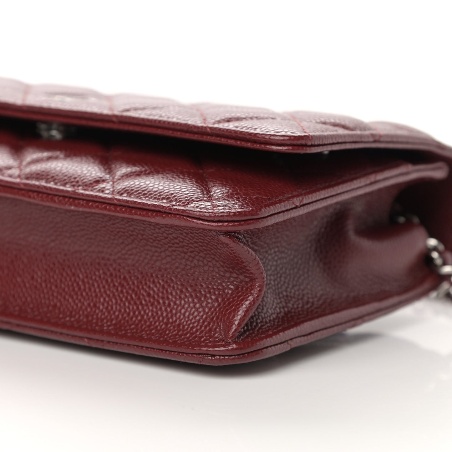 Caviar Quilted Wallet on Chain WOC Burgundy