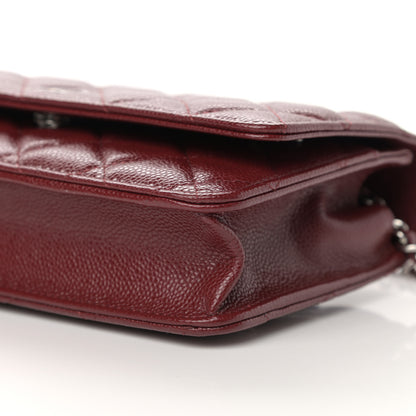 Chanel Caviar Quilted Wallet on Chain WOC Burgundy 11 of 13