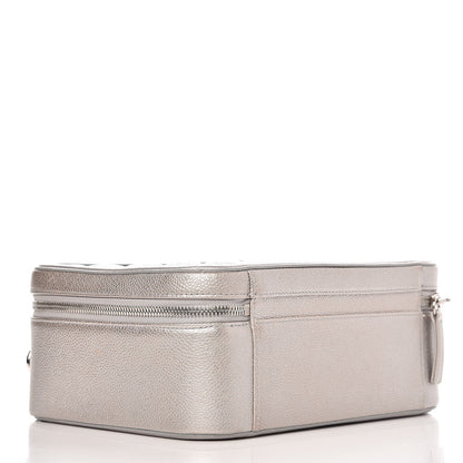Chanel Metallic Caviar Quilted Large CC Filigree Vanity Case Silver 4 of 8