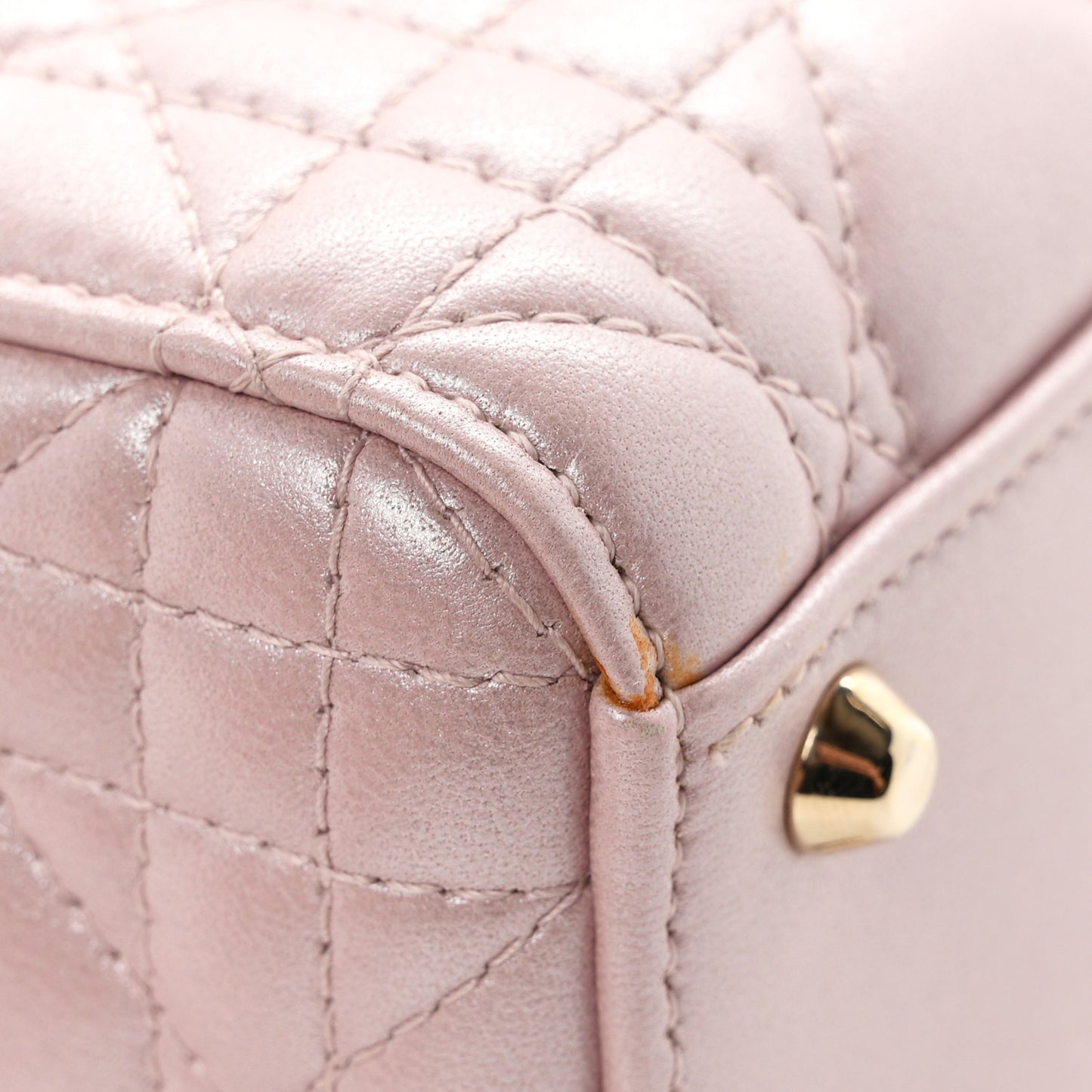 Metallic Lambskin Cannage Mini Lady Dior  Lotus