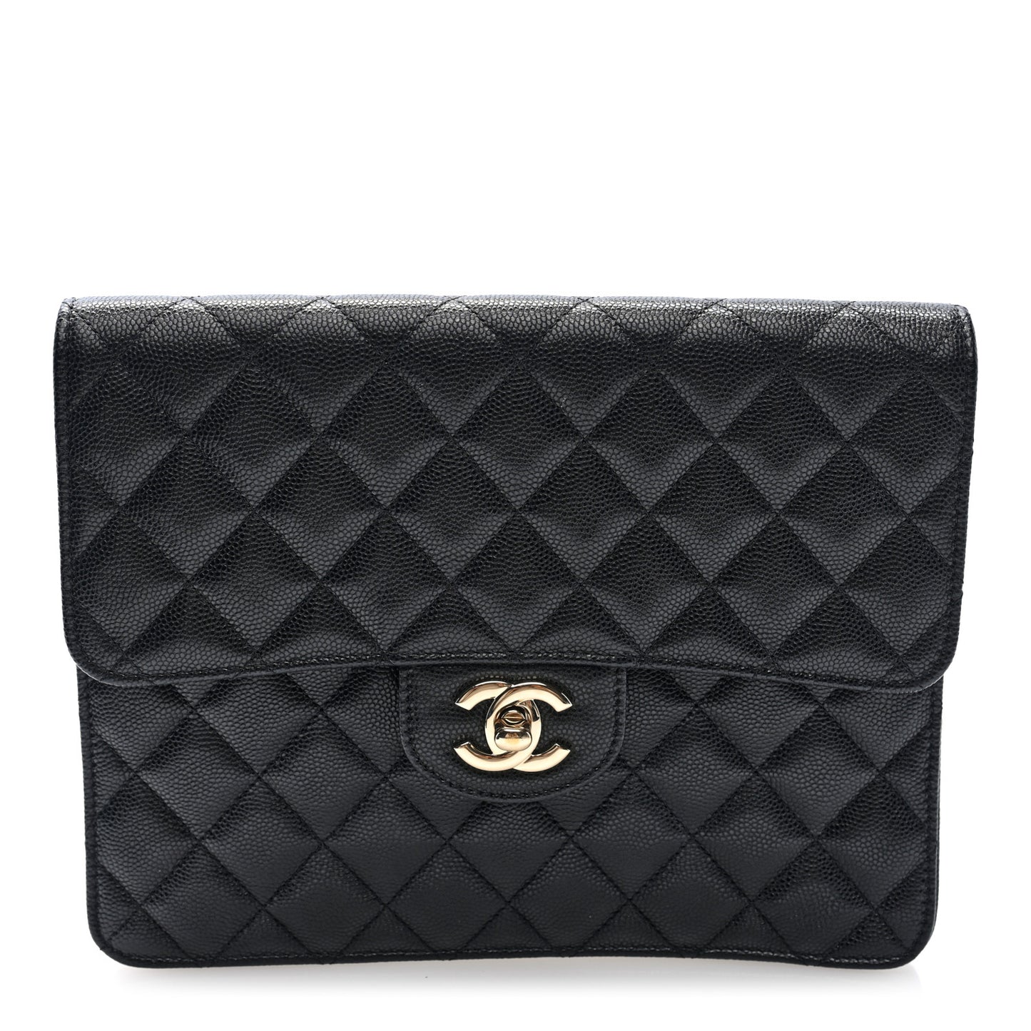 Caviar Quilted Square Flap Clutch Black