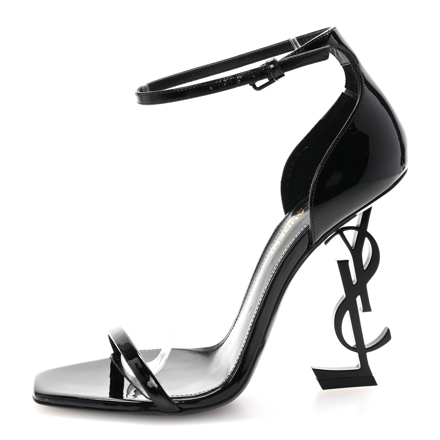 Saint Laurent Patent Calfskin Opyum 110 Sandals 37 Black 1 of 10