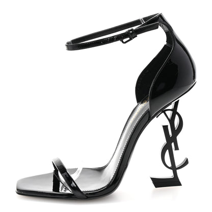 Saint Laurent Patent Calfskin Opyum 110 Sandals 37 Black 1 of 10