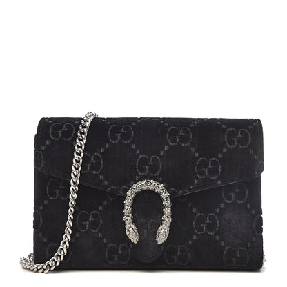 Gucci Velvet GG Monogram Mini Dionysus Chain Wallet Black 1 of 10