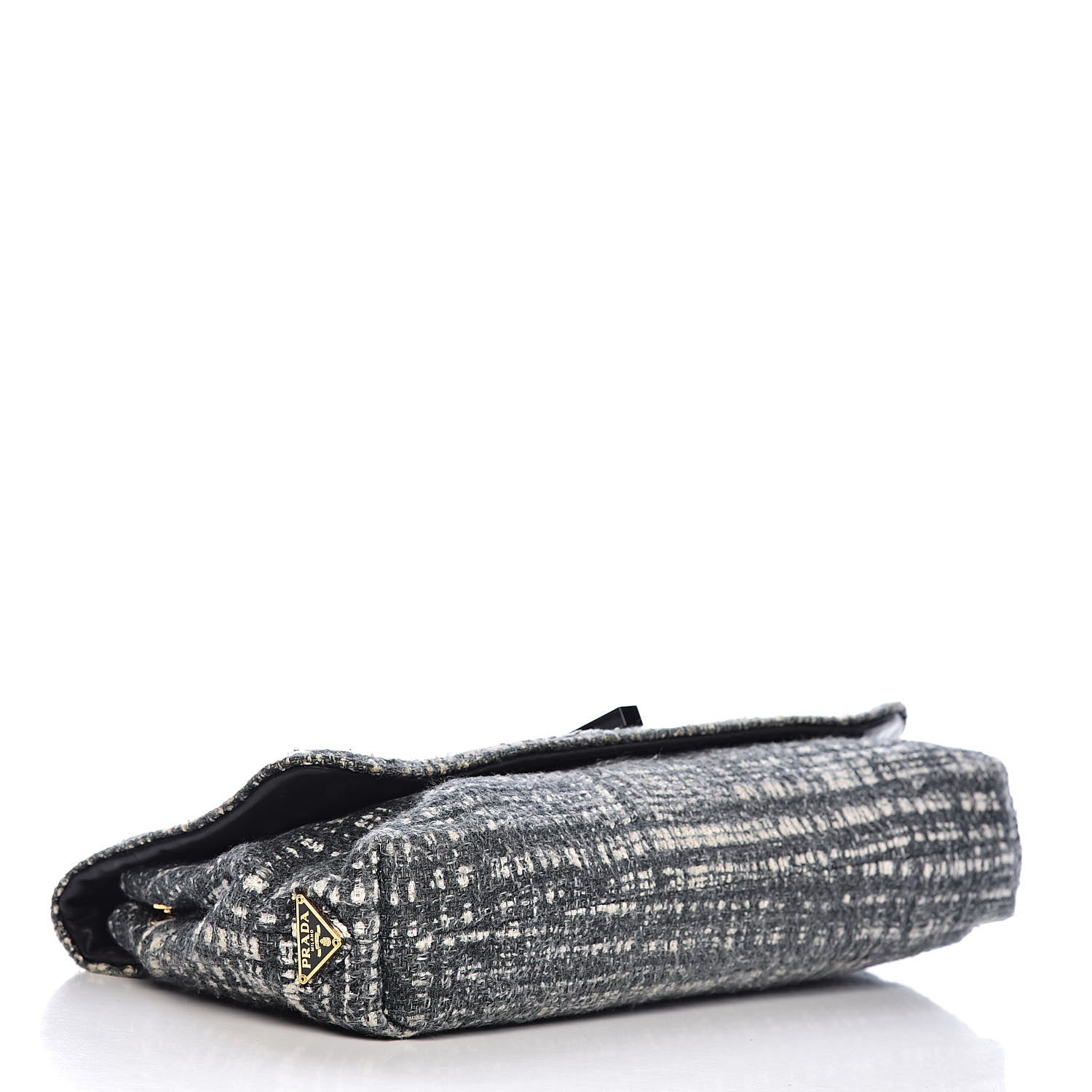Prada Tweed Clutch Black White 4 of 9
