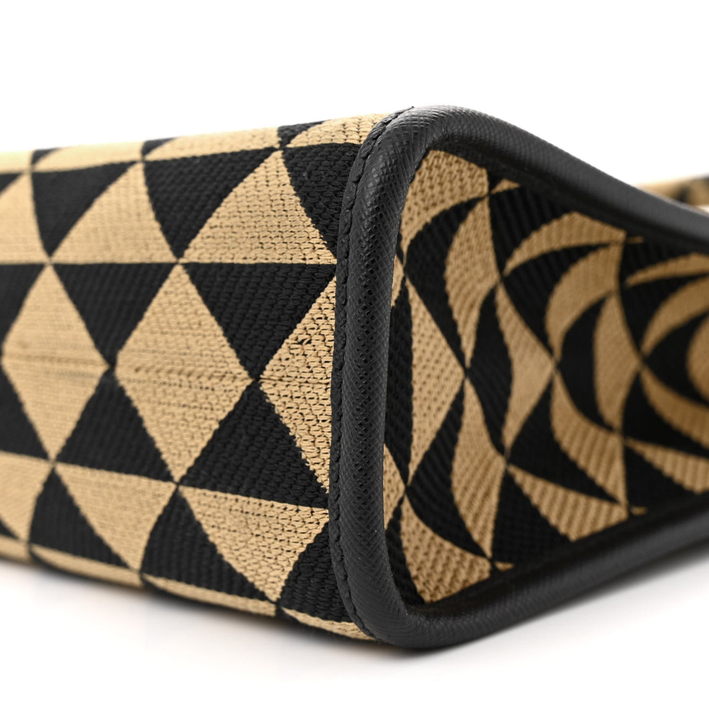 Jacquard Saffiano Triangolo Symbole Embroidered Small Tote Black Corda