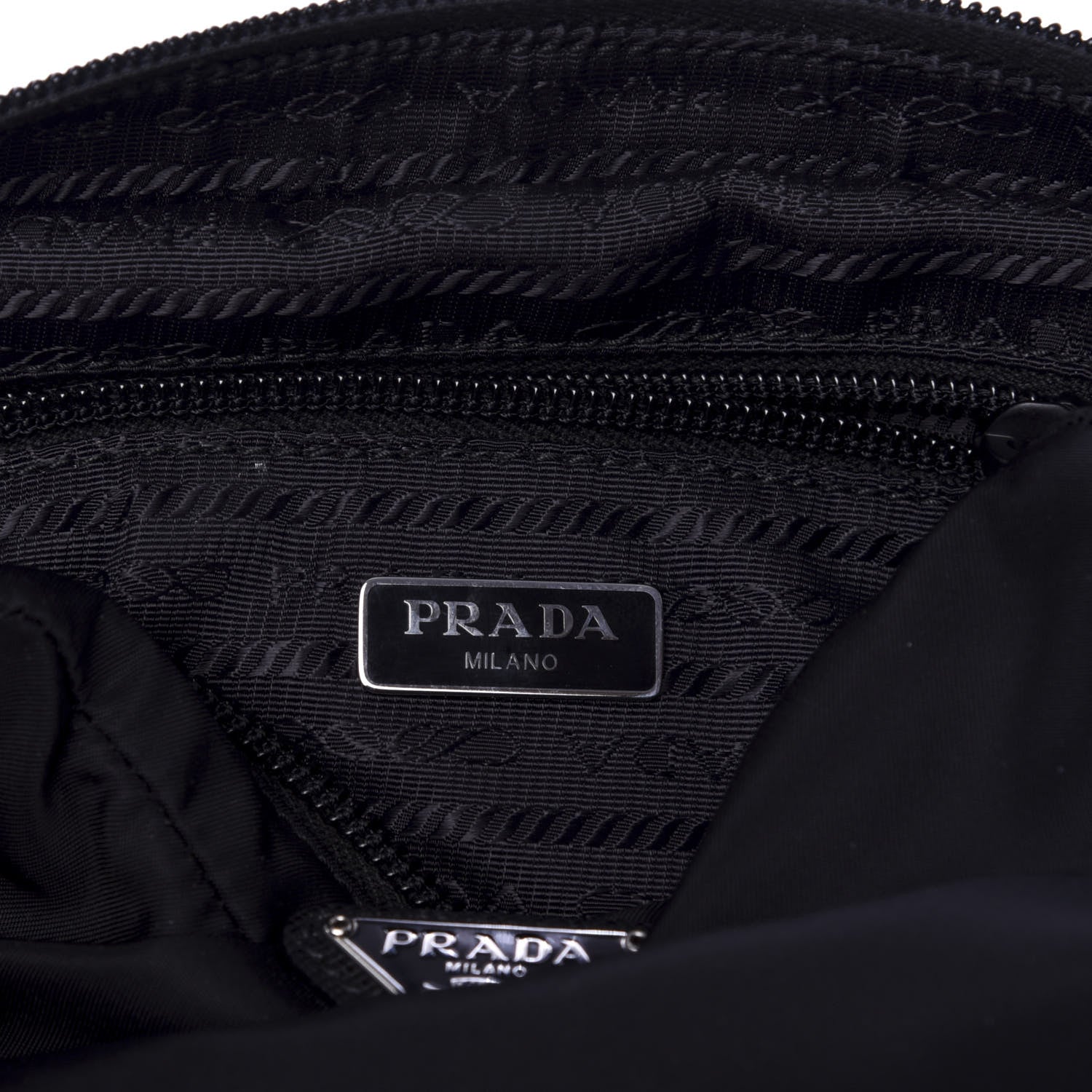 Prada Tessuto Nylon Vela Saffiano Necessaire Wristlet Pouch Black 6 of 7