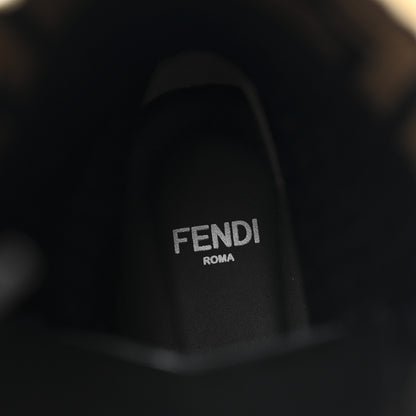Fendi Calfskin Stretch Fabric Rockoko Biker Boots 37.5 Tobacco Black Marino 8 of 10