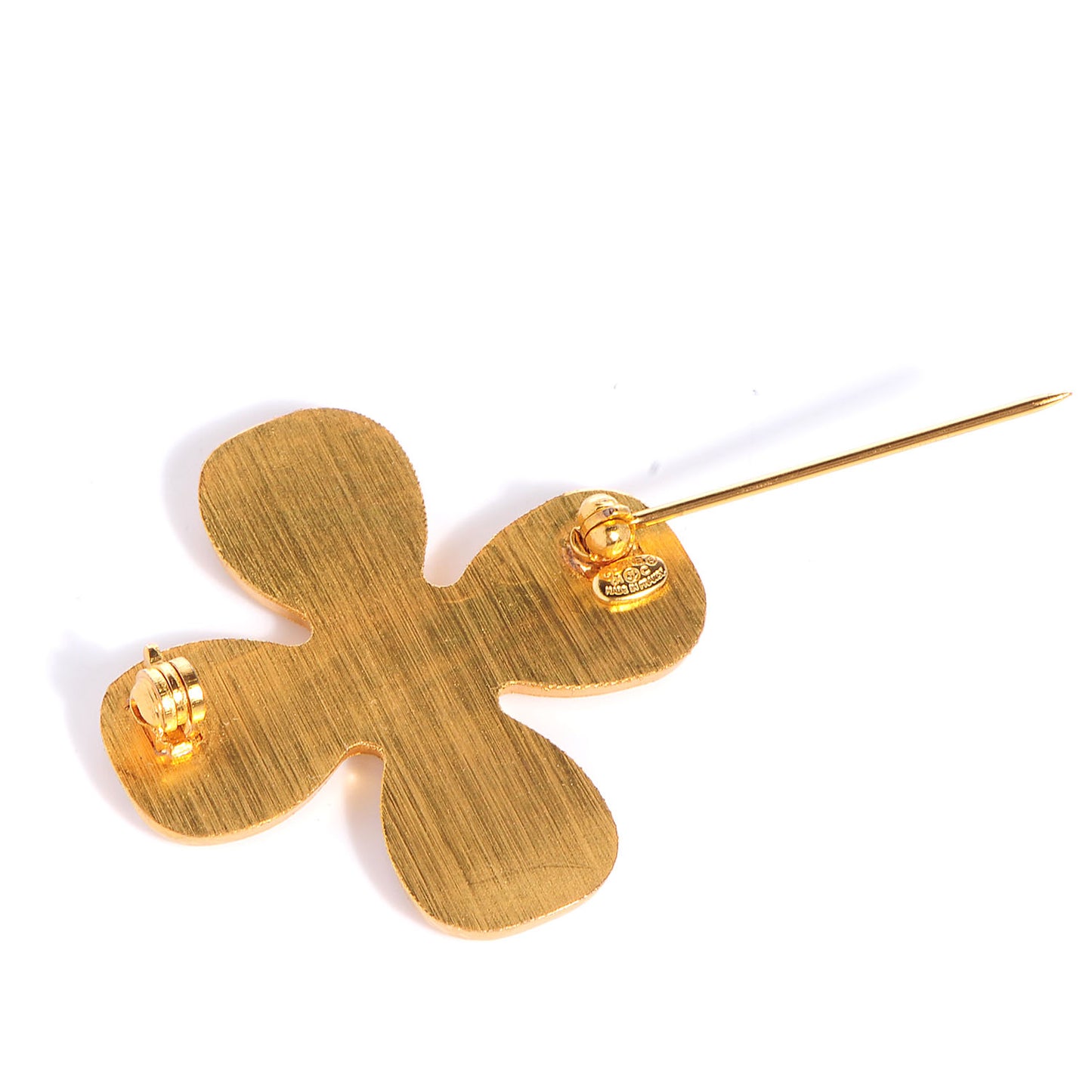 Crystal CC Cross Brooch Brushed Gold