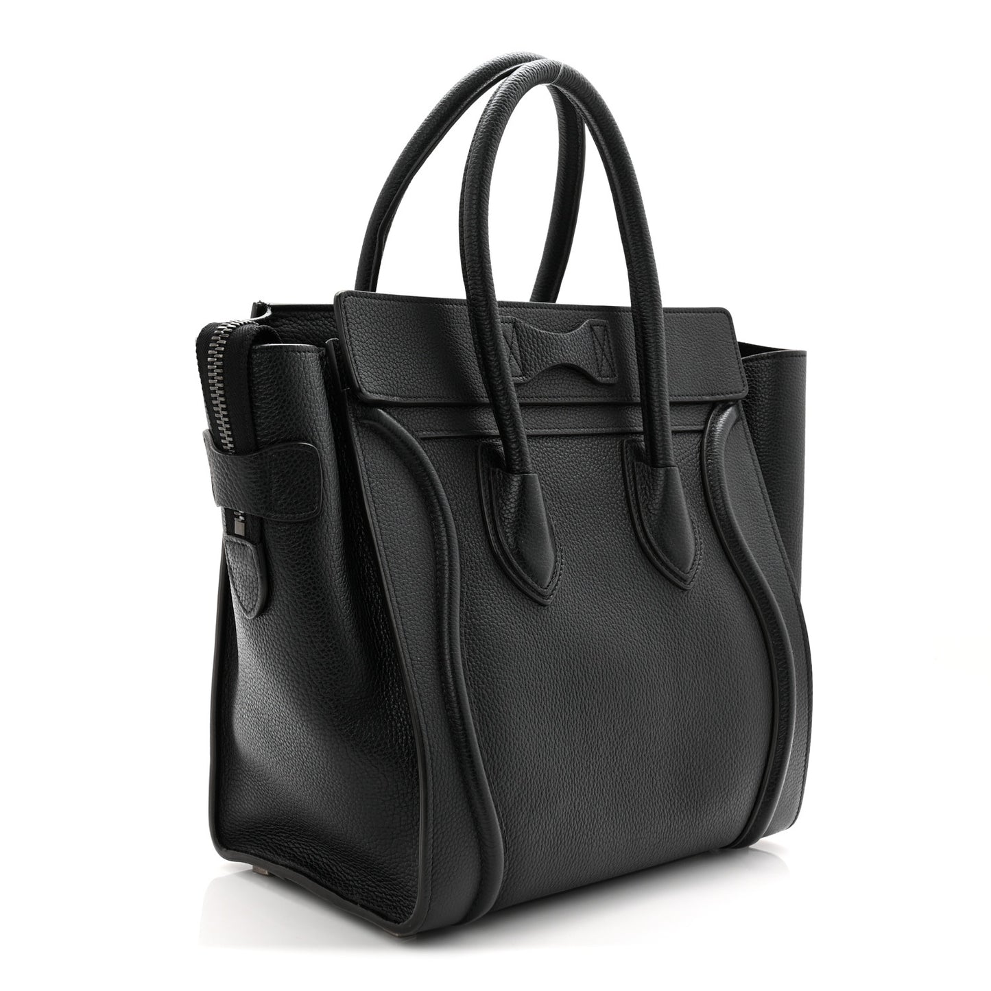 Drummed Calfskin Micro Luggage Black