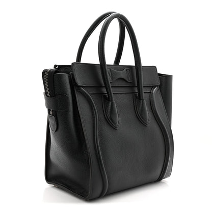 Celine Drummed Calfskin Micro Luggage Black 3 of 10