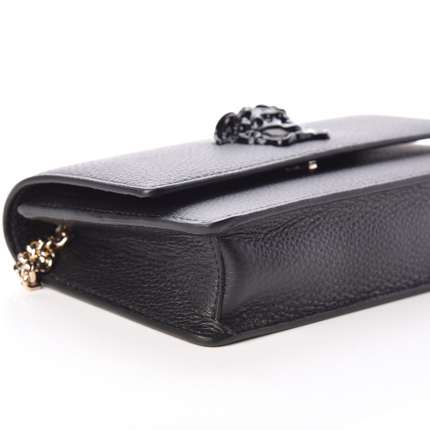 Grained Calfskin Palazzo Chain Evening Bag Black