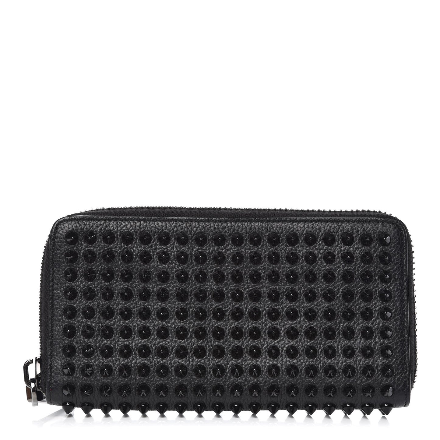 Calfskin Panettone Spiked Zip Around Wallet Black