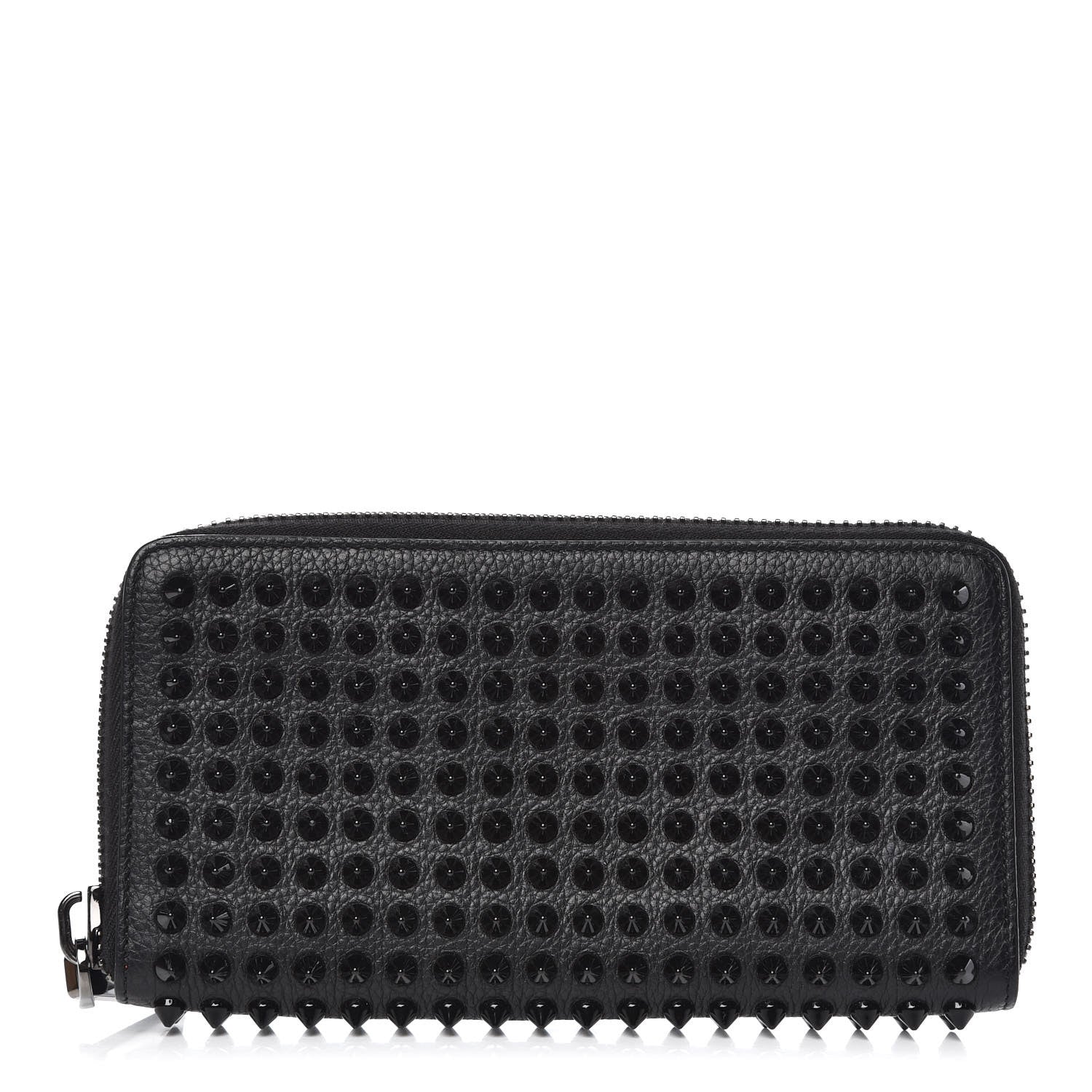 Christian Louboutin Calfskin Panettone Spiked Zip Around Wallet Black 1 of 7
