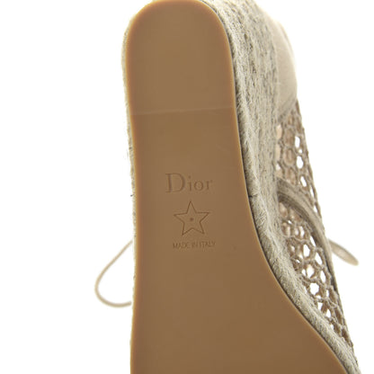 Christian Dior Canvas Resille Embroidered Naughtily-D 65mm Wedge Boots 40.5 Cream 6 of 9