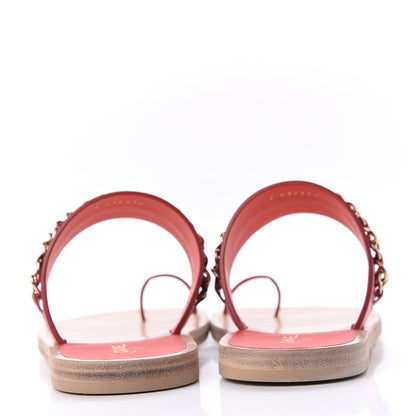 Chanel Calfskin Chain CC Sandals 40 Red 8 of 14