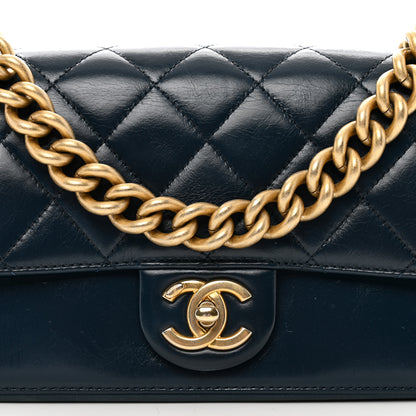 Chanel Glazed Calfskin Quilted Small Straight Lined Flap Blue 10 of 10