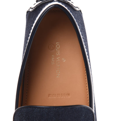 Louis Vuitton Denim Mens Hockenheim Moccasin Loafers 9 Marine 7 of 9