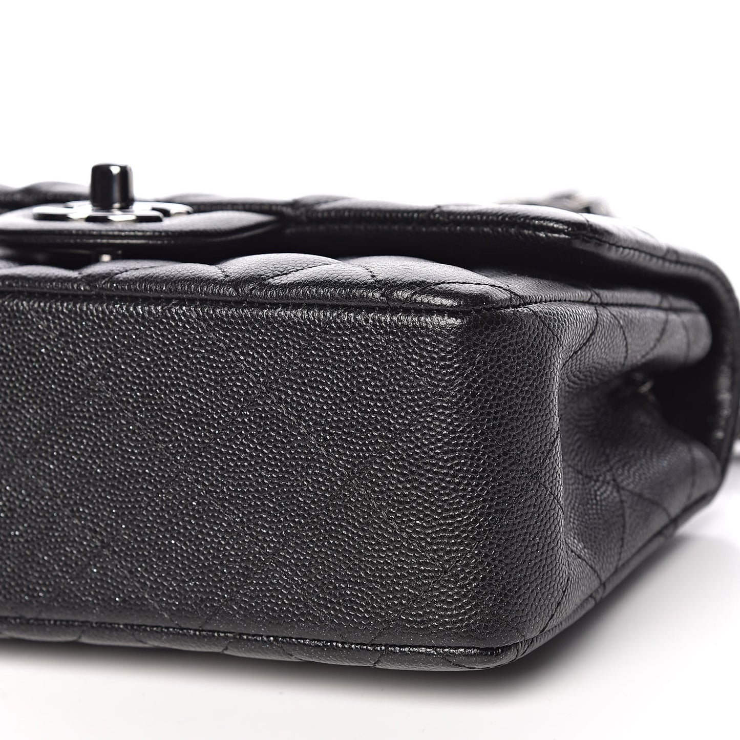 Iridescent Caviar Quilted Mini Rectangular Flap Black