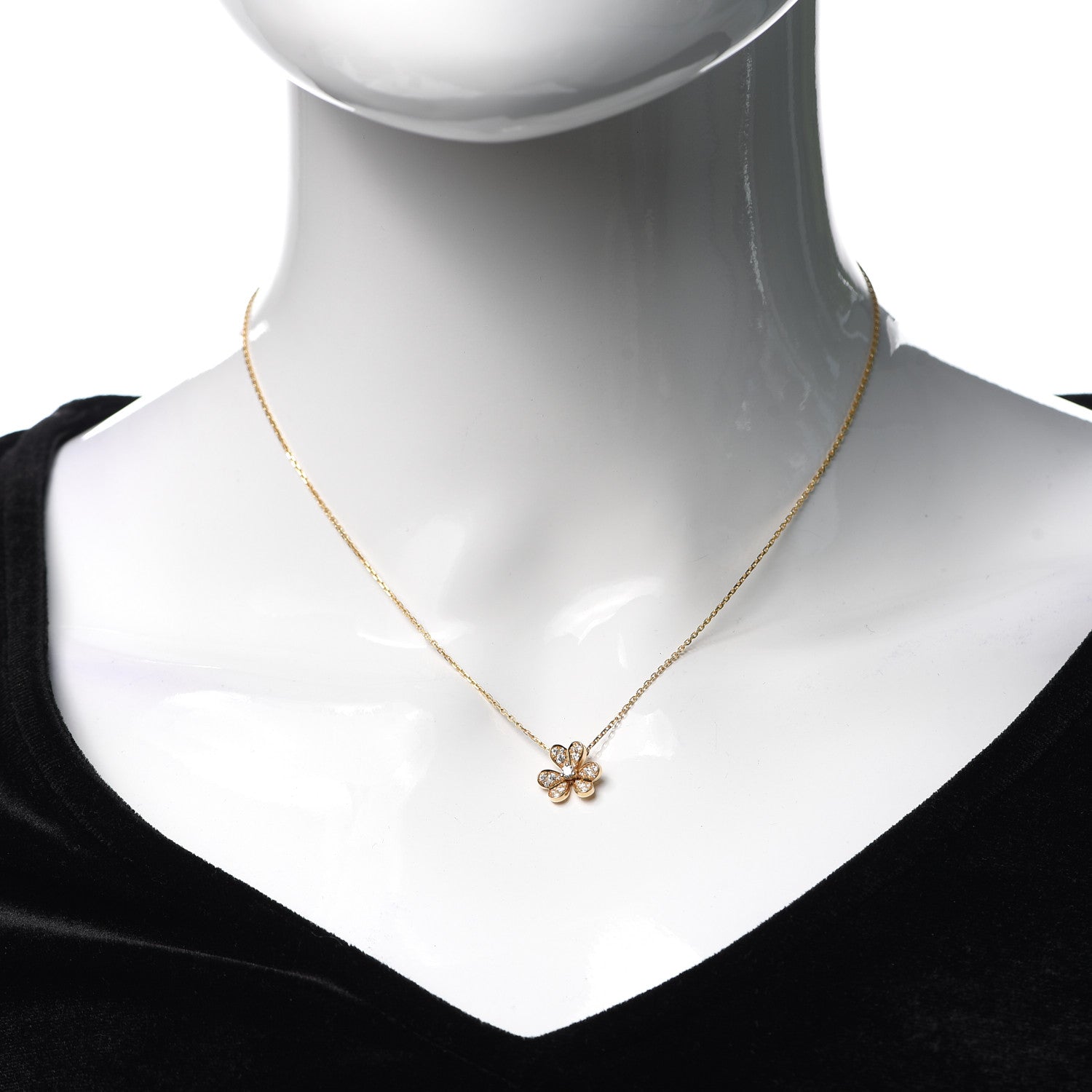 Van Cleef & Arpels 18K Yellow Gold Diamond Mini Frivole Pendant Pave Necklace 2 of 8