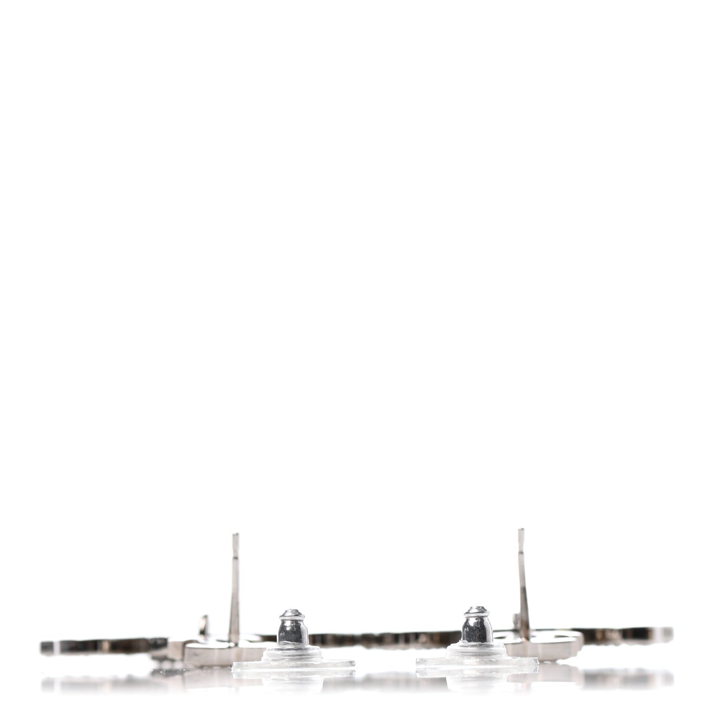 Crystal Strass Cross CC Earrings Silver