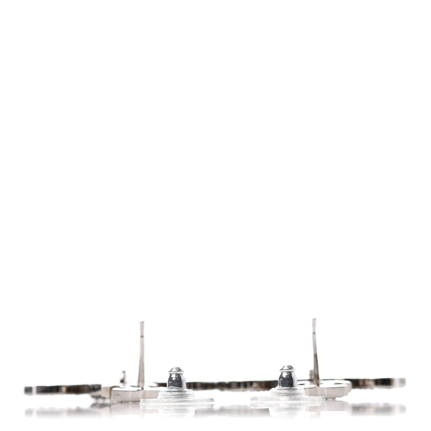 Chanel Crystal Strass Cross CC Earrings Silver 3 of 4