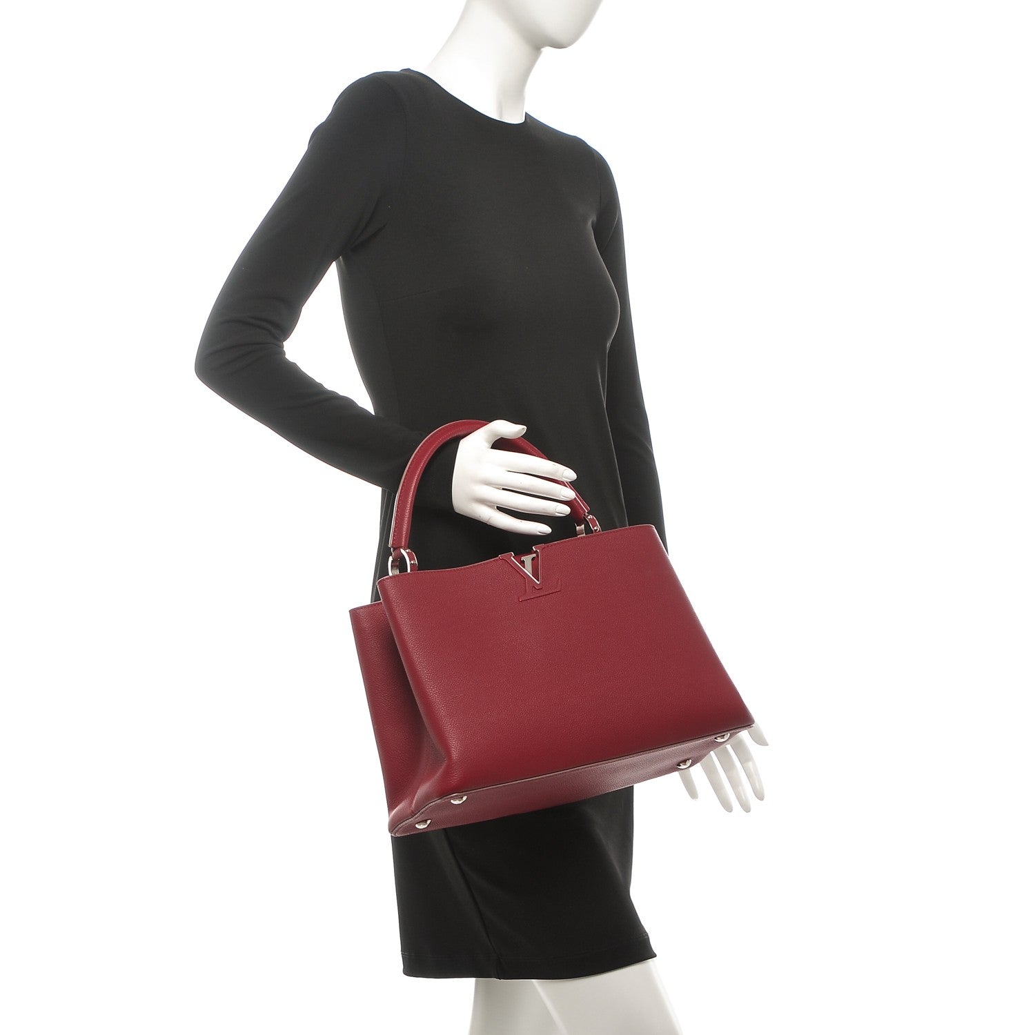 Louis Vuitton Veau Cachemire Capucines MM Cherry 2 of 7