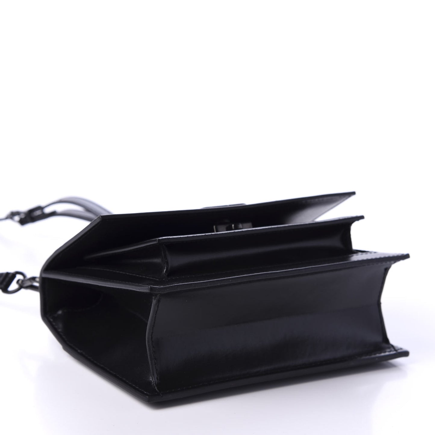 Box Calfskin Monochrome XS Sharp Top Handle Bag Black