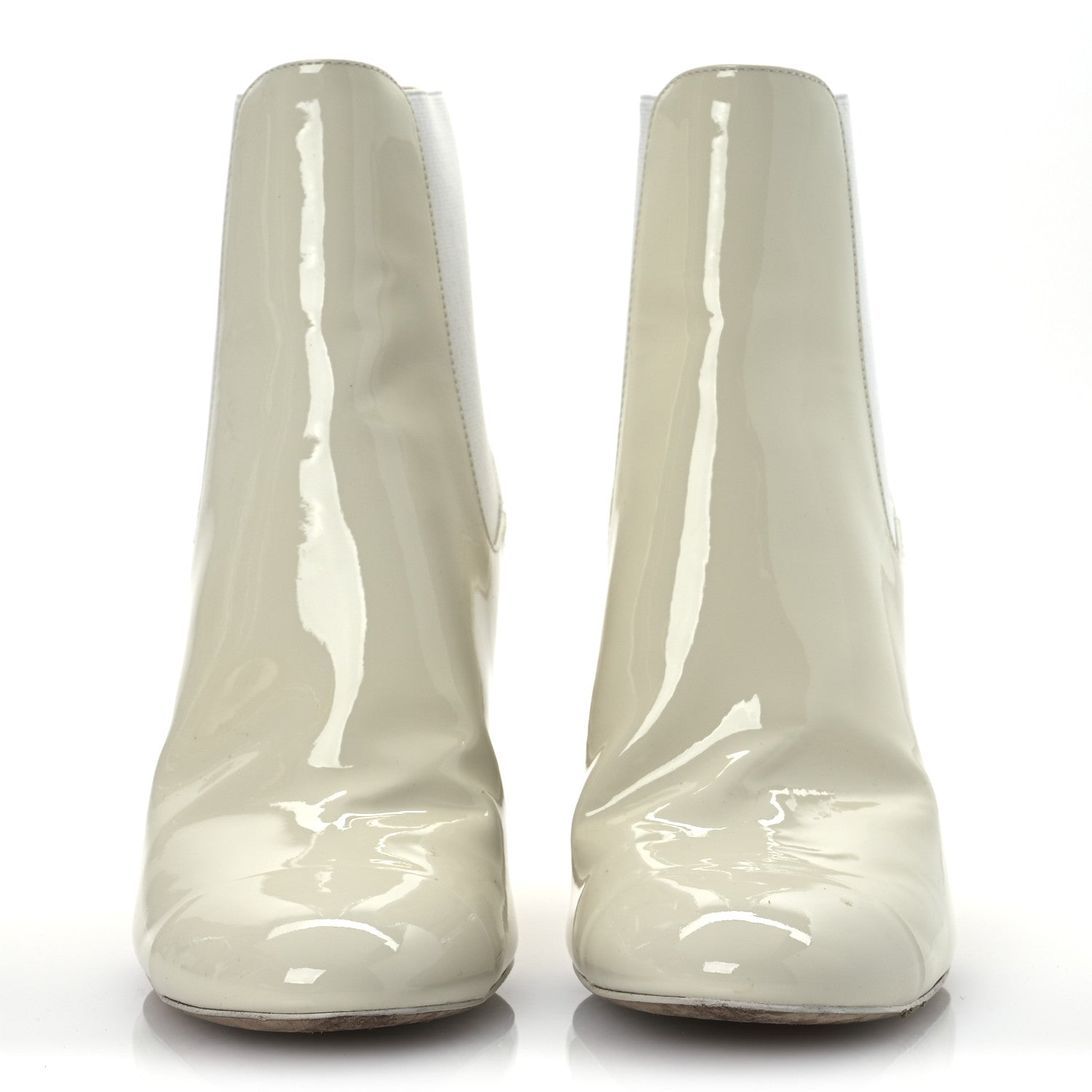 Chanel Patent Calfskin Cap Toe Ankle Boots 39 Ecru 3 of 13